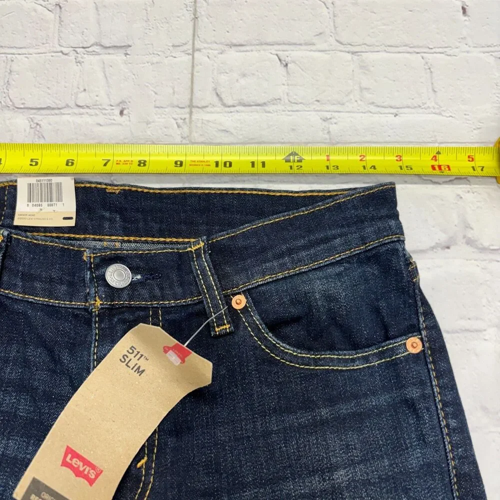 NWT Levi's 511 Slim Fit Jeans Men Size 29x30 Blue Denim Stretch D129 -7